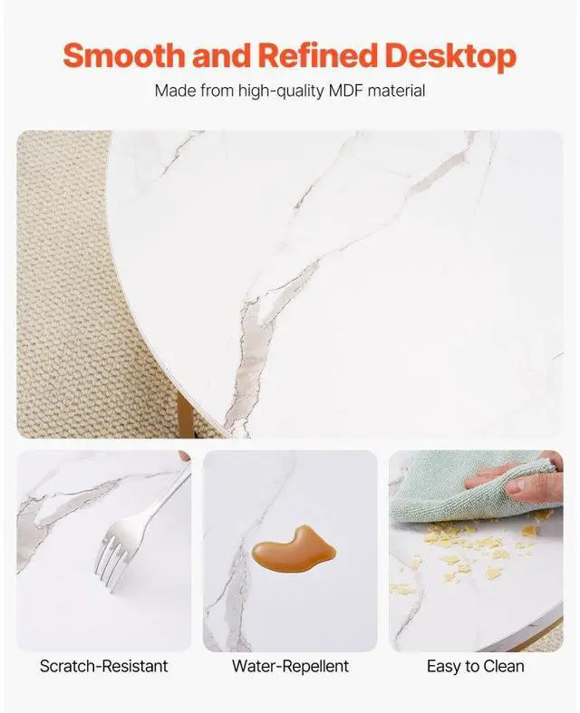 Alt view image 4 of 7 - VEVOR Nesting Coffee Table Set of 2, 27.6 in Round Coffee Table, Nesting Tables for Small Place, Vintage End Side Tables Night Stand with Metal Frame, for Living Room, Bedroom, Office (White & Gold)