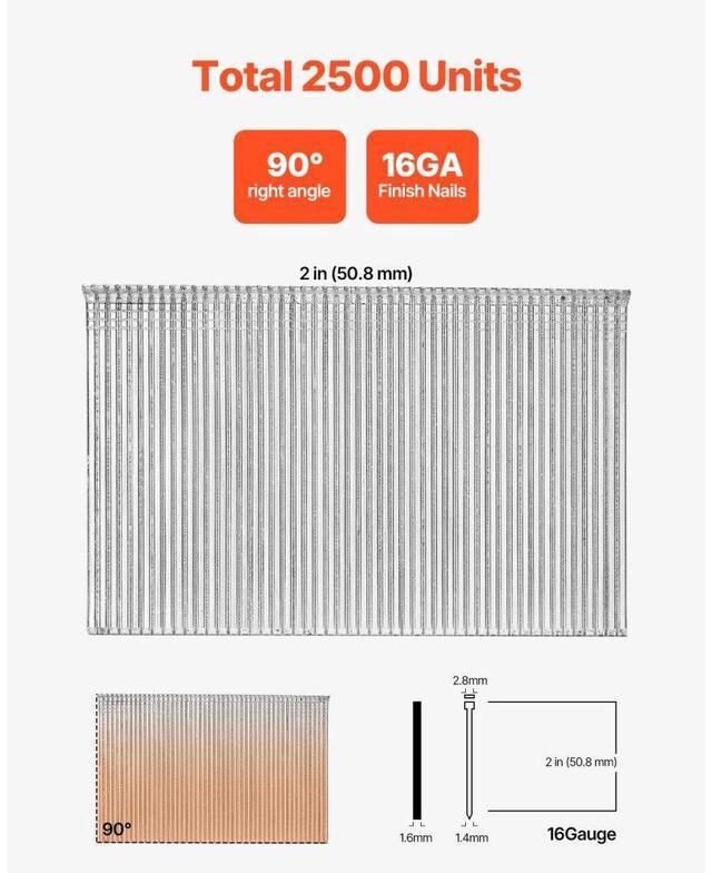 Alt view image 2 of 7 - 16 Gauge Finish Nails 2 in Straight Finish Nail 2500-Count Galvanized Nail