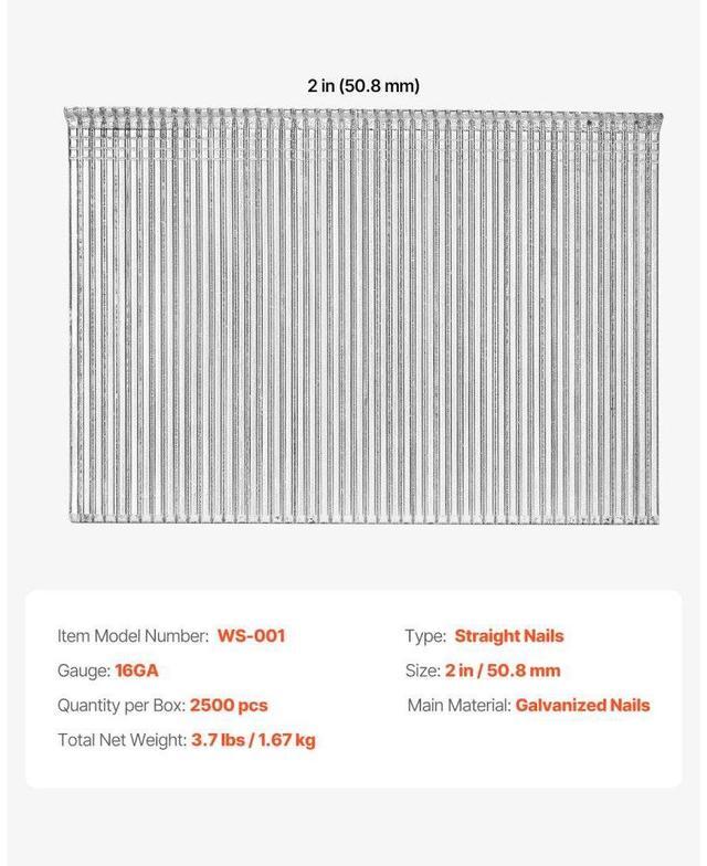 Alt view image 7 of 7 - 16 Gauge Finish Nails 2 in Straight Finish Nail 2500-Count Galvanized Nail