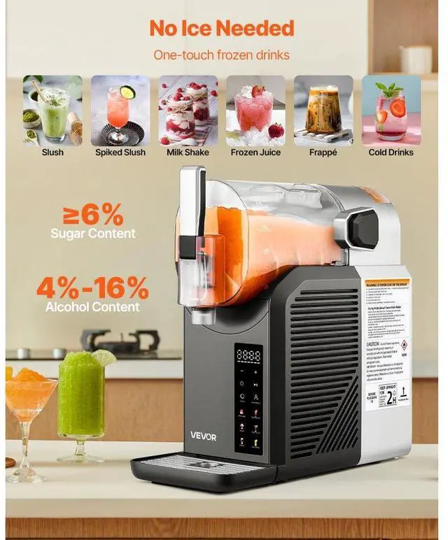 Alt view image 3 of 7 - 2L Slushy Machine No Ice Needed Frozen Drink Maker 6 Preset Programs for Home