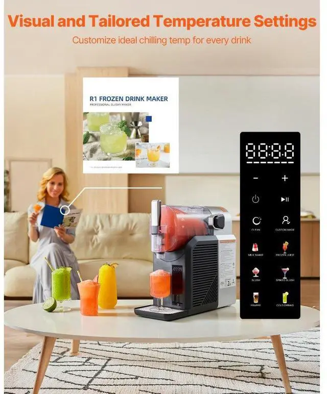 Alt view image 4 of 7 - 2L Slushy Machine No Ice Needed Frozen Drink Maker 6 Preset Programs for Home