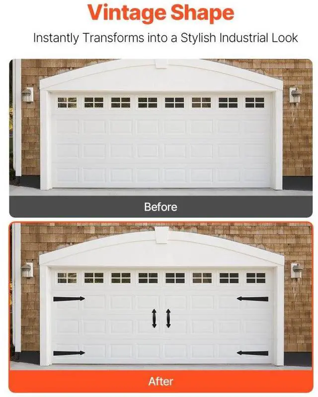 Alt view image 5 of 7 - Decorative Magnetic Garage Door Hardware Kit Accents 4 Hinges 2 Handles Black