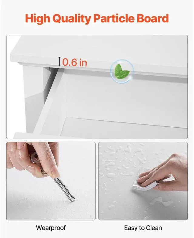 Alt view image 5 of 14 - VEVOR 6 Drawer Dresser, Wooden Chest of Drawers with Sliding and Anti-tip Device, Retro Minimalist Dresser Chest, Closet Storage TV Stand Organizer for Living Room, Hallway, Bedroom, Entryway, White