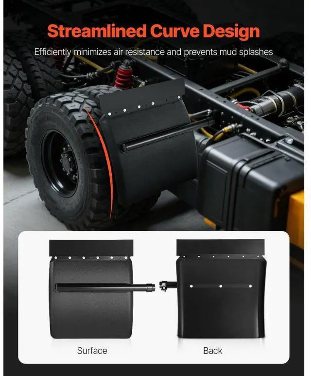 Alt view image 3 of 7 - Quarter Fenders for Semi Trucks 24"x24" with Tube Bracket Mounting Hardware