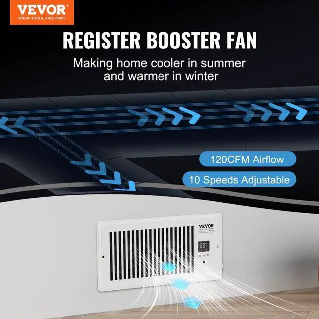 Alt view image 2 of 14 - Quiet Register Booster Fan Heating/Cooling 6 x 10 inch with Remote White