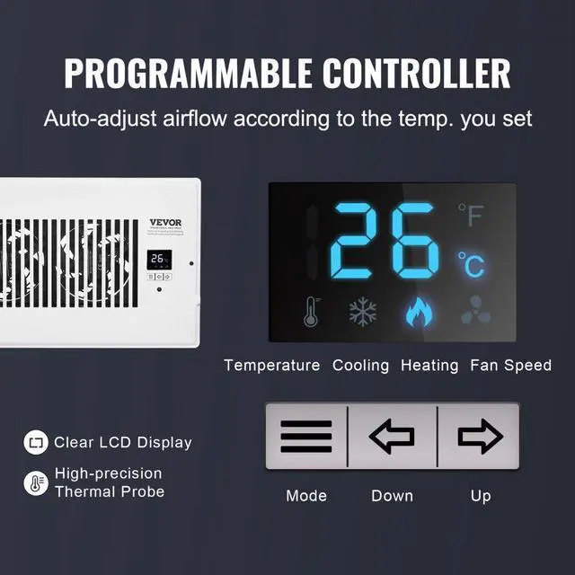Alt view image 4 of 14 - Quiet Register Booster Fan Heating/Cooling 6 x 10 inch with Remote White
