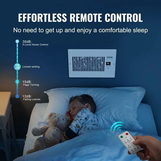 Alt view image 5 of 14 - Quiet Register Booster Fan Heating/Cooling 6 x 10 inch with Remote White