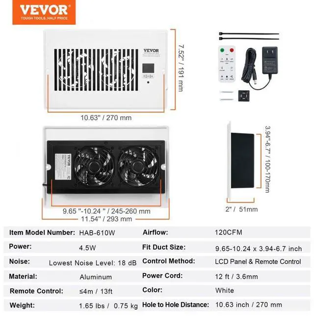 Alt view image 7 of 14 - Quiet Register Booster Fan Heating/Cooling 6 x 10 inch with Remote White