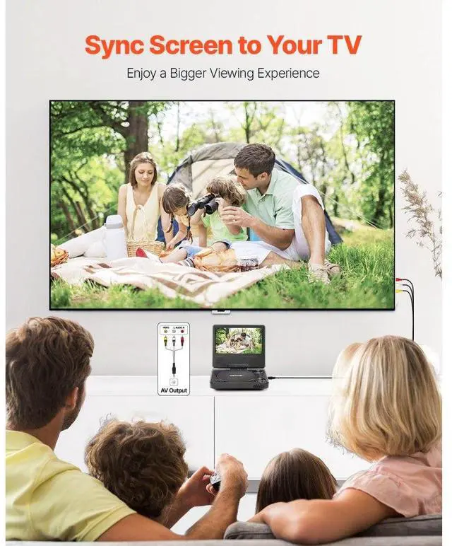 Alt view image 6 of 7 - Portable DVD Player 7 inch HD Swivel Display Screen 4 Hours Built-in Battery