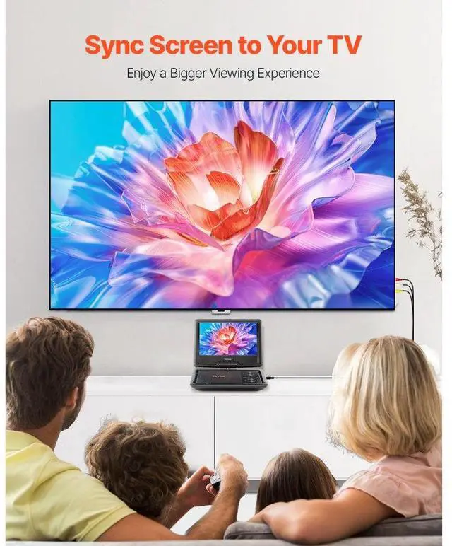 Alt view image 6 of 7 - Portable DVD Player 10.1 inch HD Swivel Display Screen 4 Hours Built-in Battery