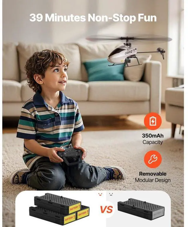 Alt view image 4 of 14 - RC Helicopter 4 Channel Remote Control Aircraft Toy 39 Min Flight Kids Present