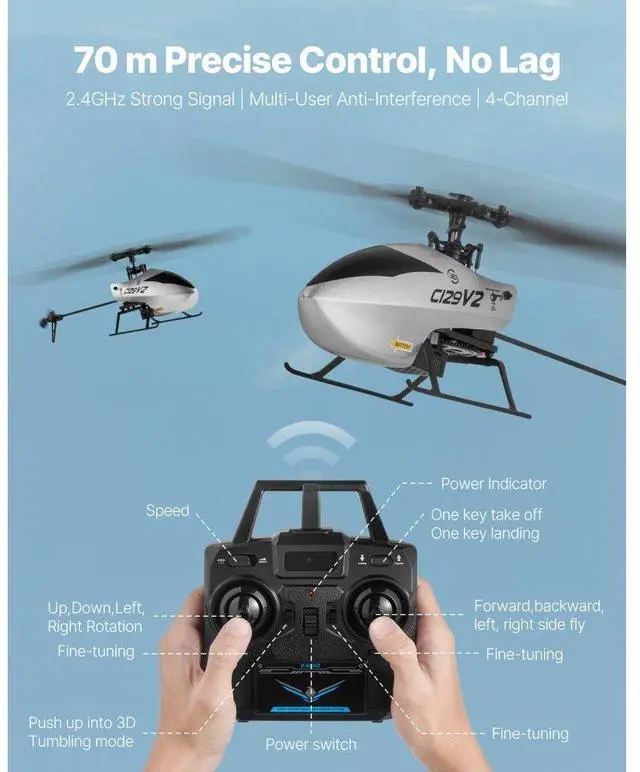 Alt view image 6 of 14 - RC Helicopter 4 Channel Remote Control Aircraft Toy 39 Min Flight Kids Present
