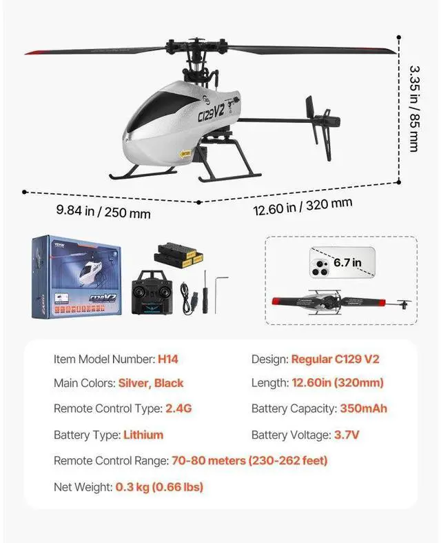 Alt view image 7 of 14 - RC Helicopter 4 Channel Remote Control Aircraft Toy 39 Min Flight Kids Present