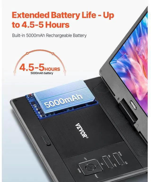 Alt view image 3 of 7 - Portable DVD Player 14inch HD Swivel Display Screen 4.5-5 Hours Built-in Battery