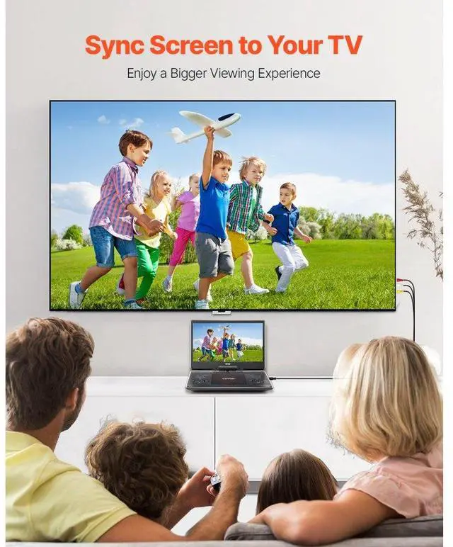 Alt view image 6 of 7 - Portable DVD Player 14inch HD Swivel Display Screen 4.5-5 Hours Built-in Battery