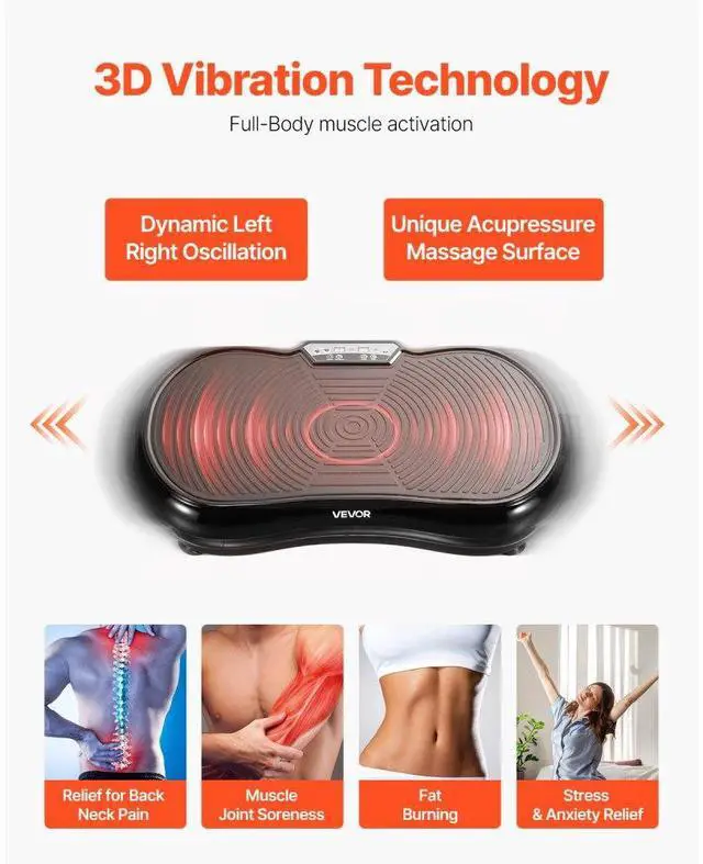 Alt view image 2 of 7 - Vibration Plate Exercise Machine Full Body Shaker Fitness Platform Black