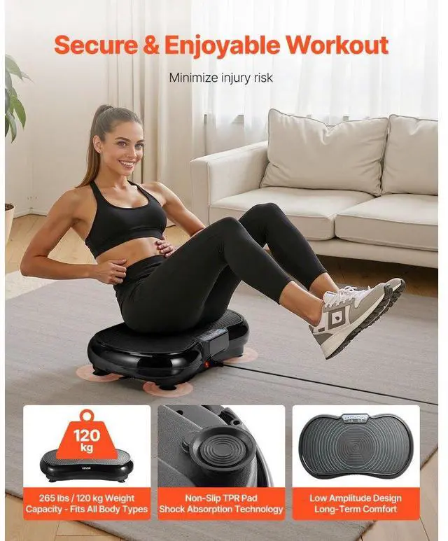 Alt view image 5 of 7 - Vibration Plate Exercise Machine Full Body Shaker Fitness Platform Black