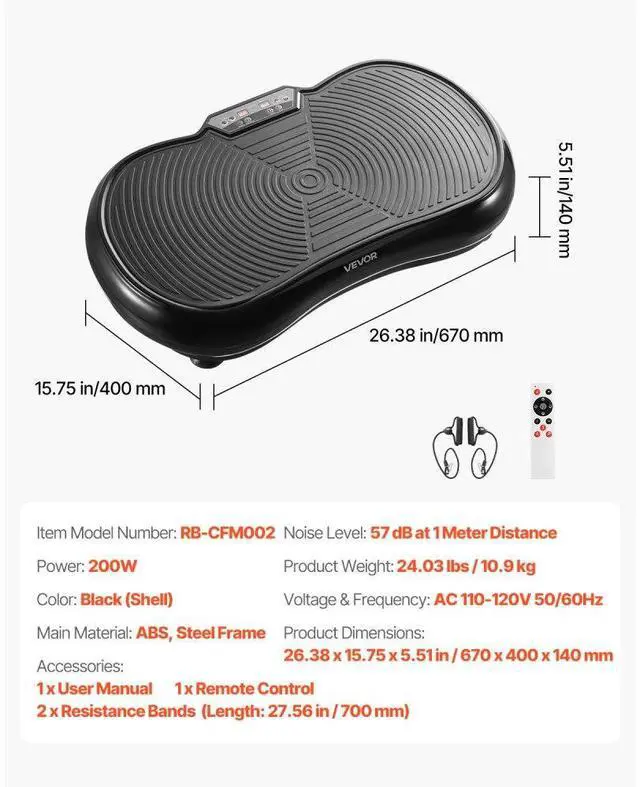 Alt view image 7 of 7 - Vibration Plate Exercise Machine Full Body Shaker Fitness Platform Black