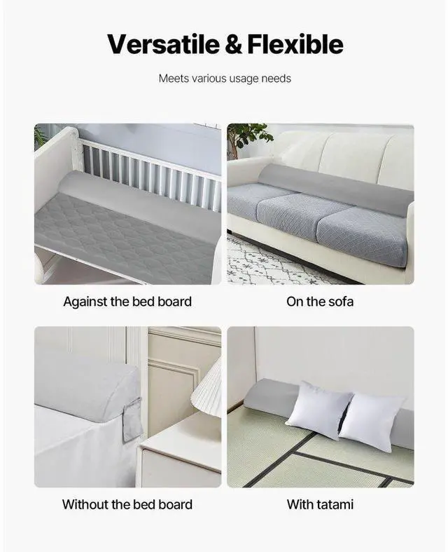 Alt view image 4 of 7 - Bed Wedge Pillow 76"x10"x6" Plush Bed Gap Filler Headboard Fill 0-7" Gap