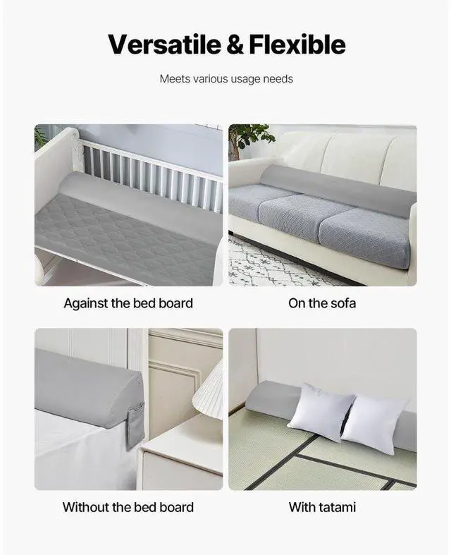 Alt view image 4 of 7 - Bed Wedge Pillow for Headboard 72" x 10" x 6" Bed Gap Filler Fill 0-7" Gap