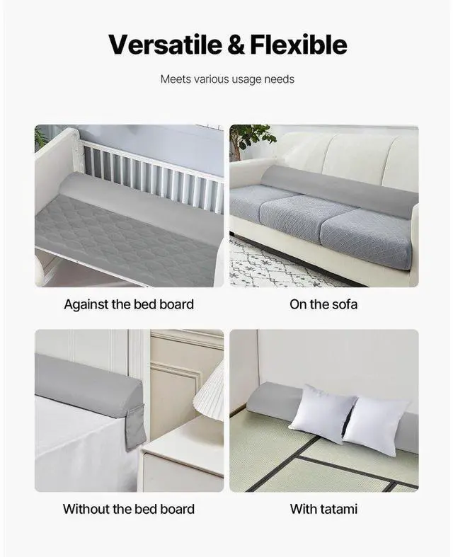 Alt view image 4 of 7 - Bed Wedge Pillow for Headboard 76" x 6" x 4.5" Bed Gap Filler 0-4" Gap