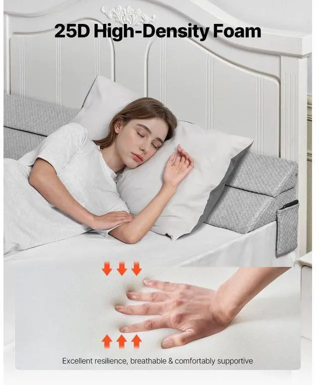 Alt view image 3 of 7 - Bed Wedge Pillow for Headboard 60"x10"x6" Bed Gap Filler Fill 0-7" Gap