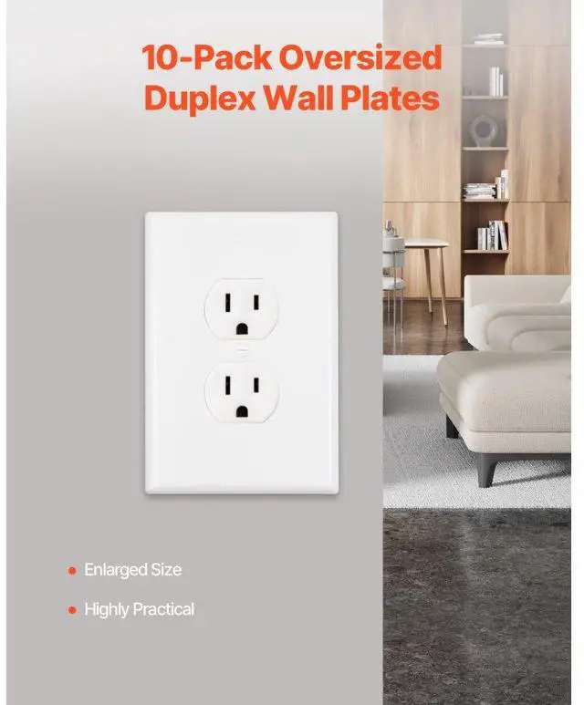Alt view image 2 of 7 - 1-Gang Duplex Outlet Covers Wall Outlet Cover 10 Pack Receptacle Faceplate