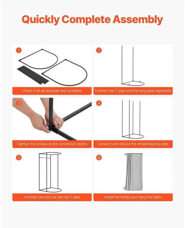 Alt view image 6 of 7 - VEVOR Fitting Room, Dressing Room with Thick Polyester Curtains, Privacy Space with Shading Curtain and a Hook, for Boutique, Mall, Tailor's Store & Outdoor 39 x 37 x 79 in (Black and Gray-White)