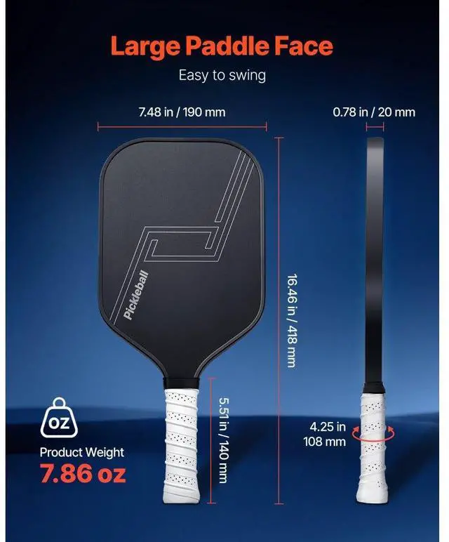Alt view image 5 of 7 - Pro Carbon Fiber Pickleball Paddle Honeycomb Core Racket for Adults Black