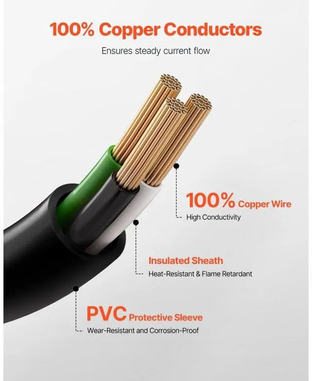 Alt view image 3 of 7 - 10 ft Dryer Power Cord 3-Prong NEMA 10-30P Dryer Cord w/ Eyelet Connectors