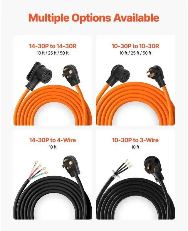 Alt view image 7 of 7 - 10 ft Dryer Power Cord 3-Prong NEMA 10-30P Dryer Cord w/ Eyelet Connectors