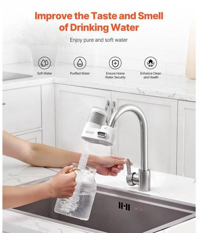 Alt view image 2 of 7 - Faucet Mount Water Filters Sink Water Purifier for Kitchen White Vertical
