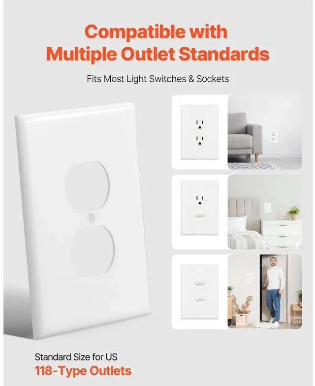 Alt view image 3 of 7 - 1-Gang Duplex Outlet Covers Wall Outlet Cover 10 Pack Receptacle Faceplate