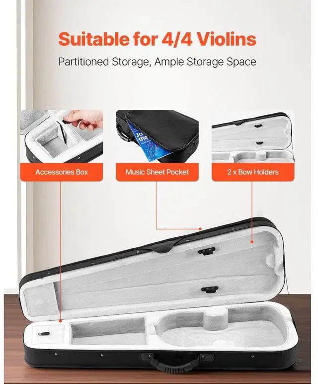 Alt view image 3 of 7 - Portable Nylon Fabric 4/4 Full Size Violin Case Anti-Scratch Travel Carrying Bag