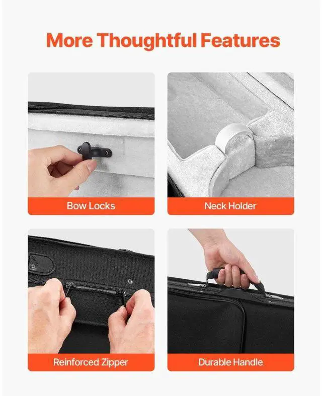 Alt view image 6 of 7 - Portable Nylon Fabric 4/4 Full Size Violin Case Anti-Scratch Travel Carrying Bag