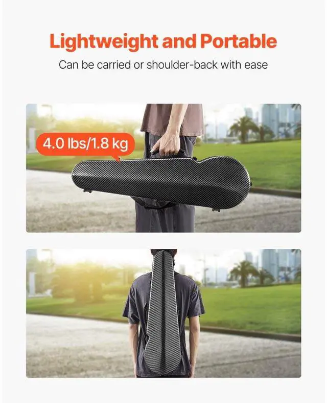 Alt view image 4 of 7 - Portable Composite Carbon Fiber 4/4 Full Size Violin Case Black Carrying Bag