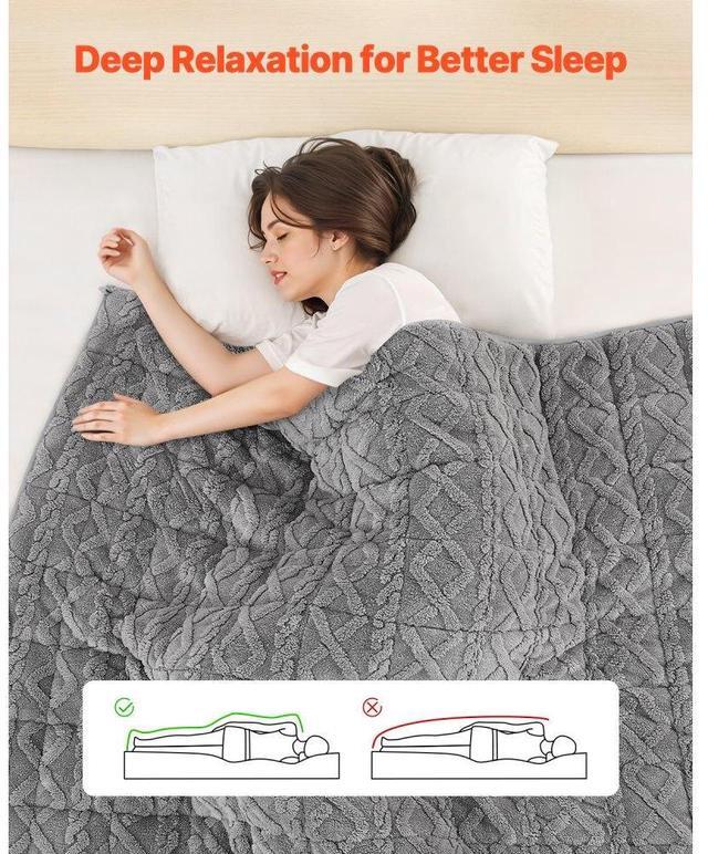 Alt view image 2 of 7 - Weighted Blanket 20lb 60 x 80 in Queen Size Sherpa Fleece Heavy Blanket