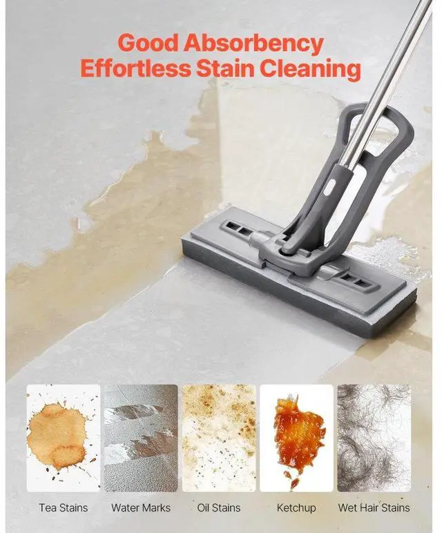 Alt view image 4 of 7 - VEVOR Sponge Mop Replacement, 2-Piece, High Density Wider PU Sponge Mop Head Replacement with Hook & Loop, High Absorbency Head Replacement for VEVOR DS1362 Sponge Mop, Fit for Various Floors