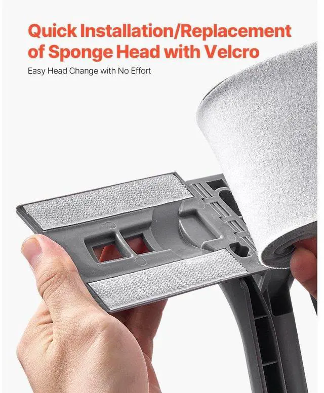 Alt view image 6 of 7 - VEVOR Sponge Mop Replacement, 2-Piece, High Density Wider PU Sponge Mop Head Replacement with Hook & Loop, High Absorbency Head Replacement for VEVOR DS1362 Sponge Mop, Fit for Various Floors