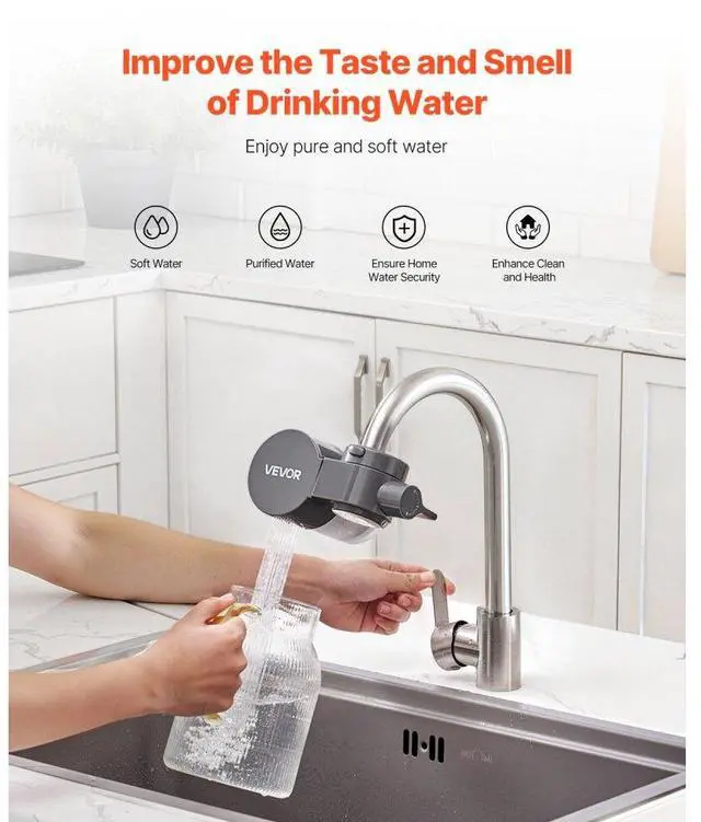 Alt view image 2 of 7 - Faucet Mount Water Filter Sink Water Purifier for Kitchen Horizontal Gray
