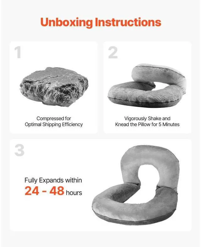 Alt view image 2 of 7 - VEVOR Reading Pillow, Large Size U-Shaped Sitting up Pillow, Washable Bed Pillow with Soft Velvet, Bed Rest Back Pillow, Ideal for Reading, Gaming, Resting, Working, Grey