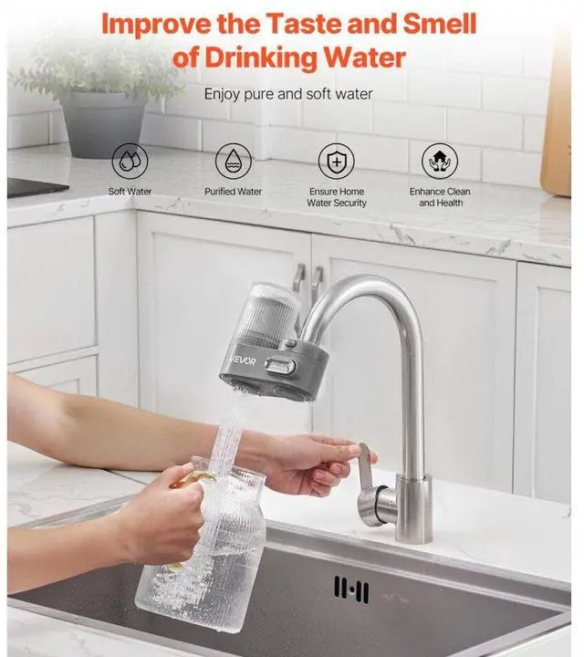 Alt view image 2 of 7 - Faucet Mount Water Filters Sink Water Purifier for Kitchen Gray Vertical