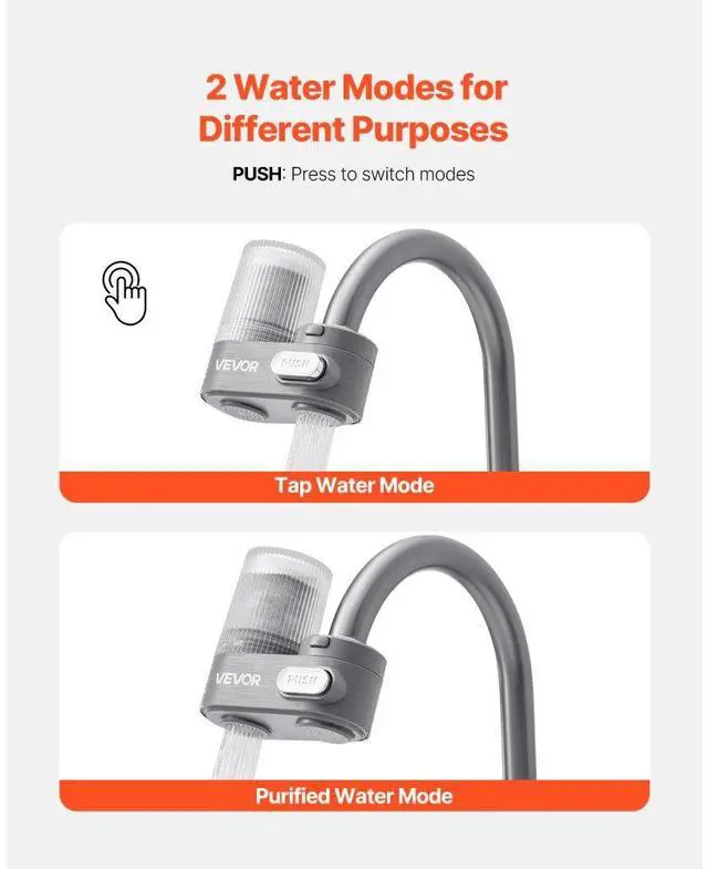 Alt view image 5 of 7 - Faucet Mount Water Filters Sink Water Purifier for Kitchen Gray Vertical