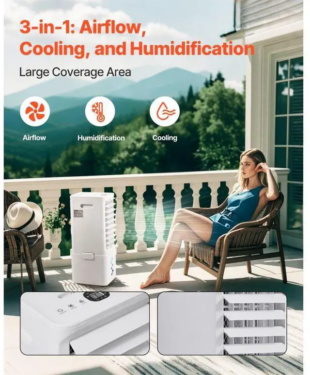 Alt view image 2 of 7 - Evaporative Air Cooler 9L 550 CFM Swamp Air Conditioner with 2 Ice Boxes