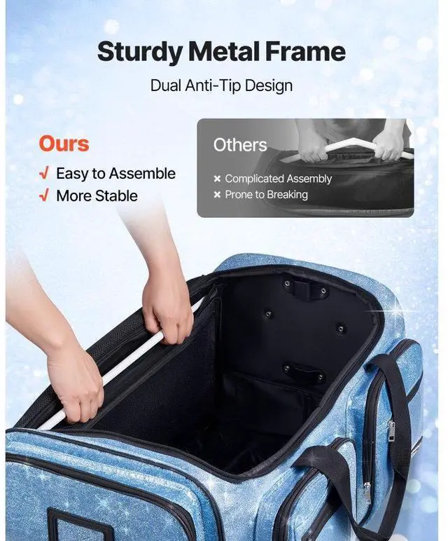 Alt view image 5 of 7 - 29 Inch Dance Bag with Garment Rack Rolling Duffle with Wheels for Travel Blue