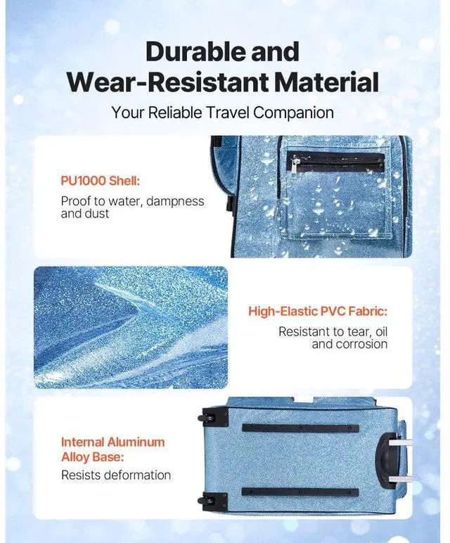 Alt view image 6 of 7 - 29 Inch Dance Bag with Garment Rack Rolling Duffle with Wheels for Travel Blue