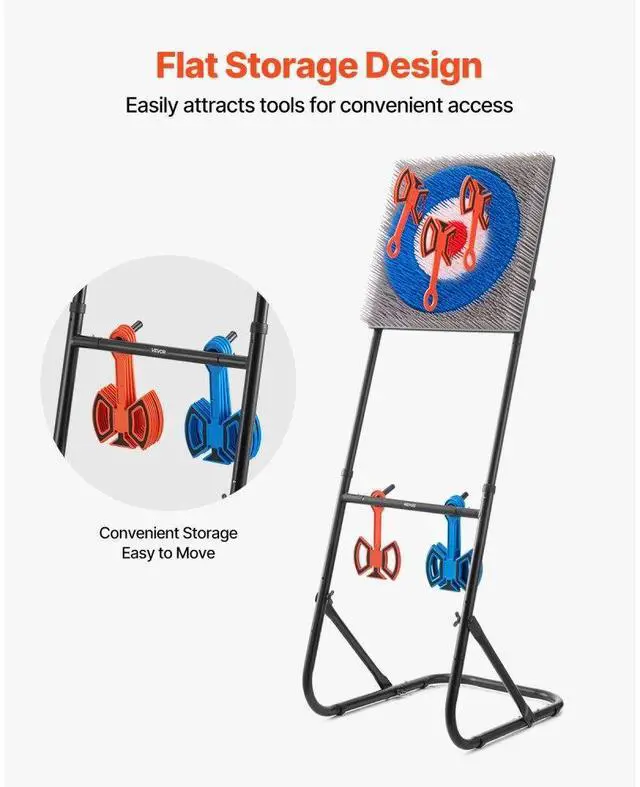 Alt view image 6 of 7 - Axe Throwing Game Plastic Bristle Target with 8 Throwing Axes Set Steel Frame