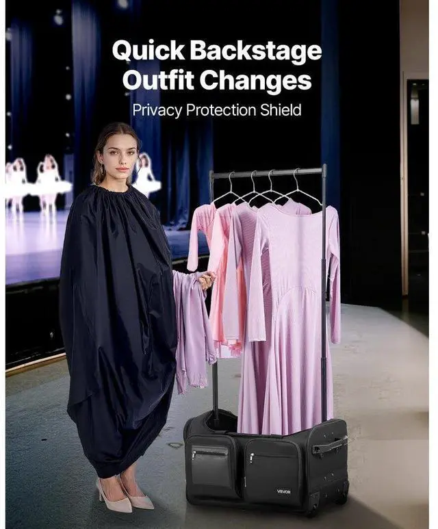 Alt view image 4 of 7 - 23 Inch Dance Bag with Garment Rack Rolling Duffle with Wheels for Travel Black