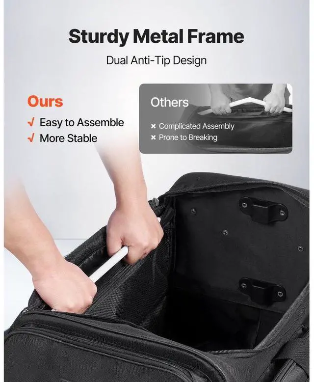 Alt view image 5 of 7 - 23 Inch Dance Bag with Garment Rack Rolling Duffle with Wheels for Travel Black