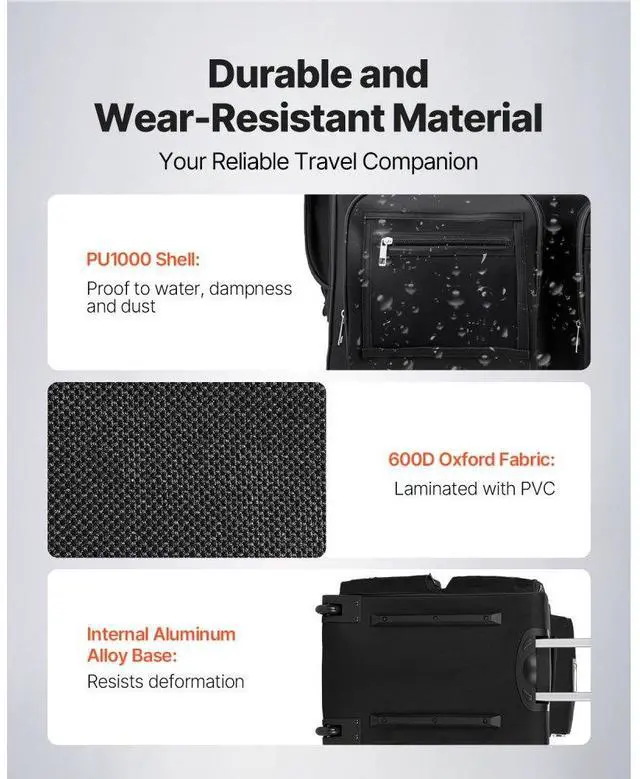 Alt view image 6 of 7 - 23 Inch Dance Bag with Garment Rack Rolling Duffle with Wheels for Travel Black